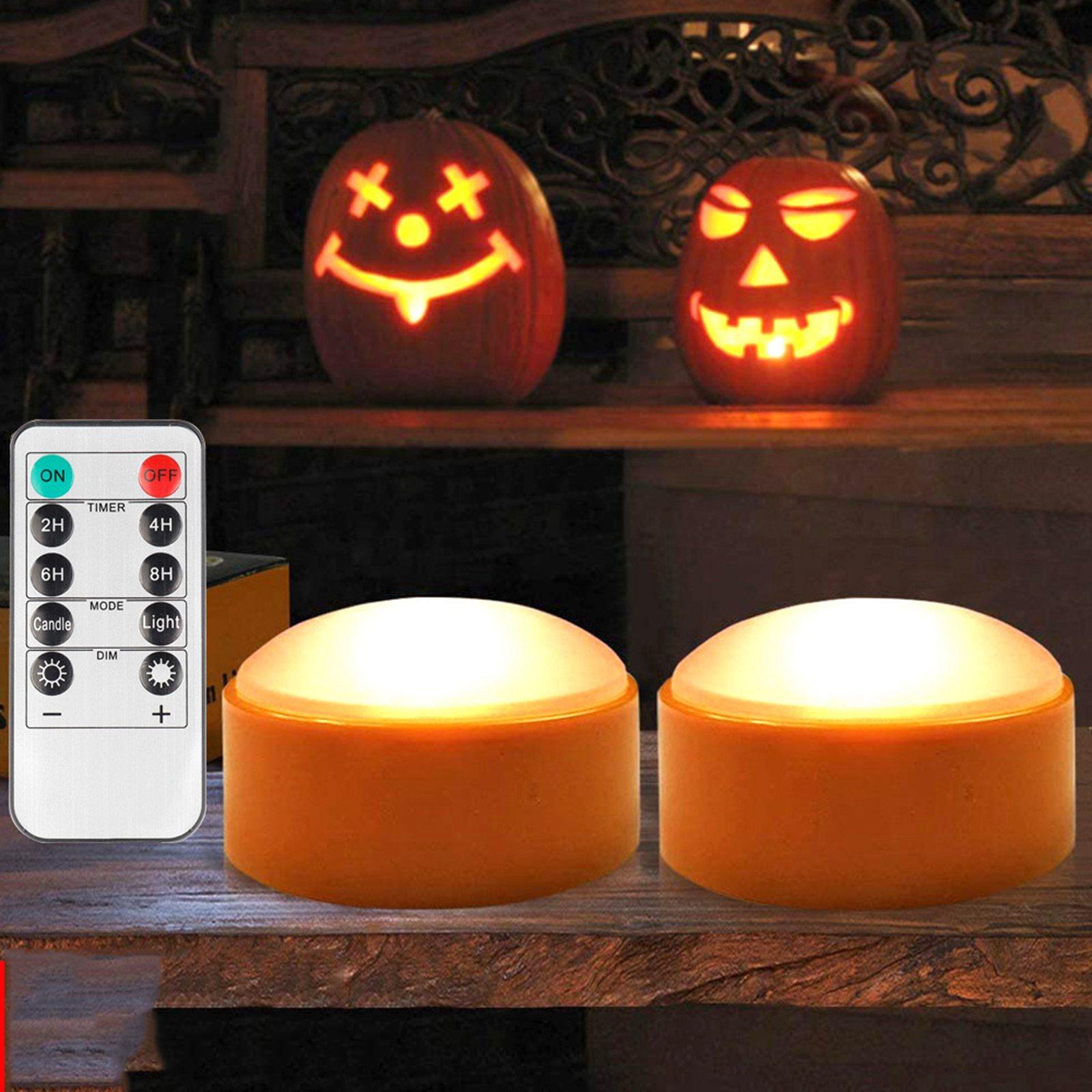 Remote Control LED Light Pumpkin Lamp Battery Tap Mode Decorative Portable 6 Pcs