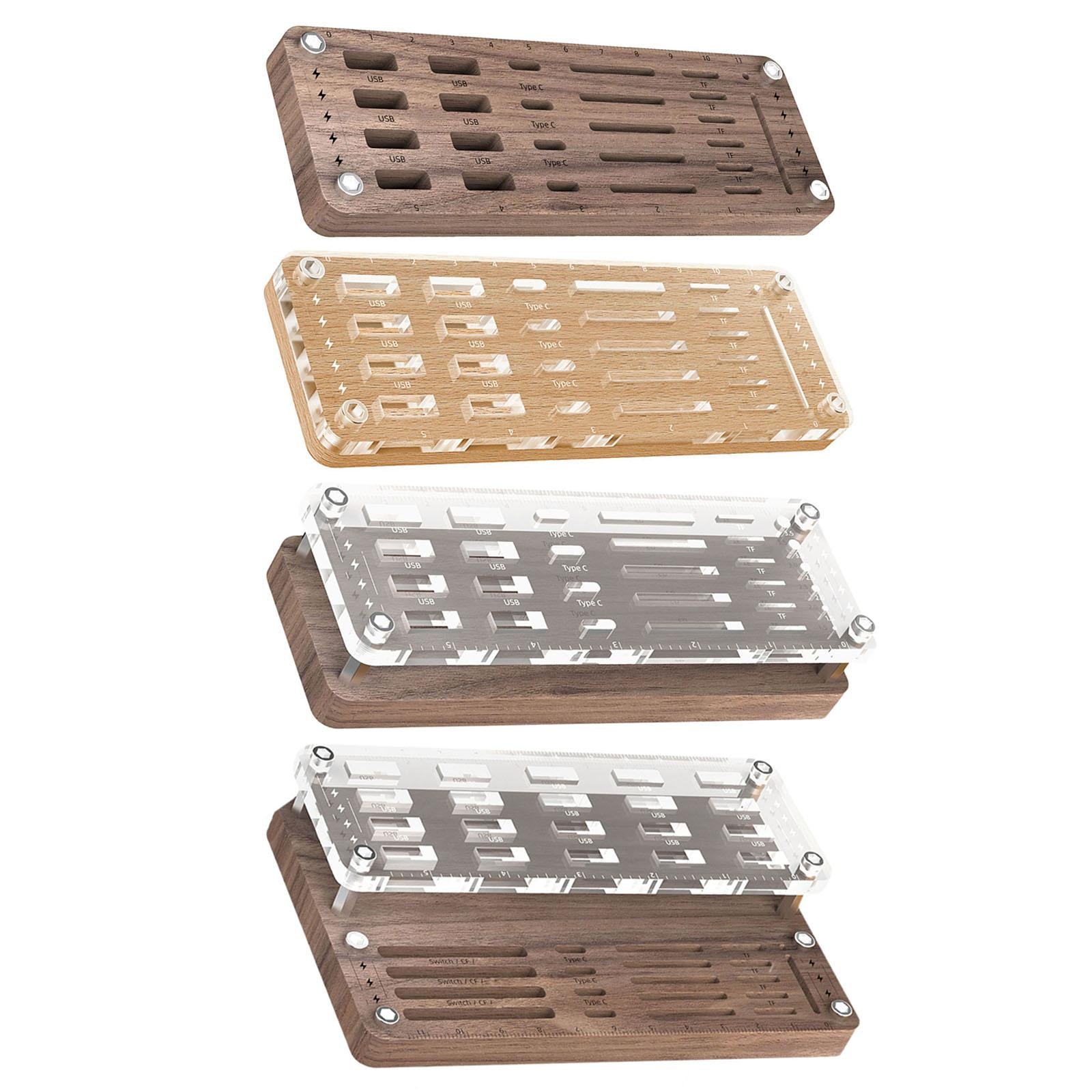Storage Box Transparent Management Compact for Memory Card Home use Office 26 Slot Walnut