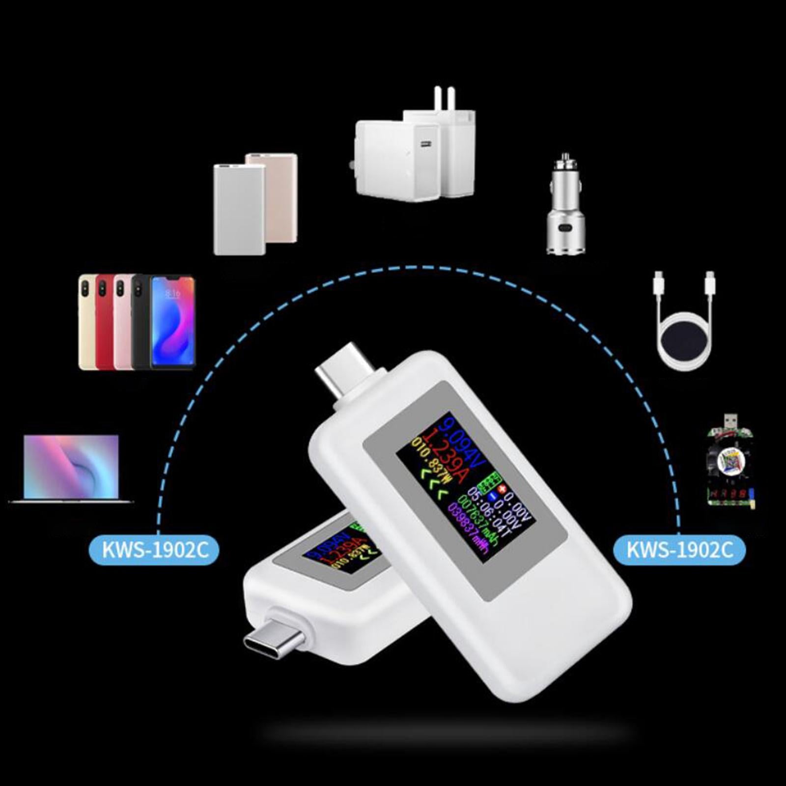 2-Way USB Type-C Tester HD Display Measurement Tool Tester Kws-1902C white