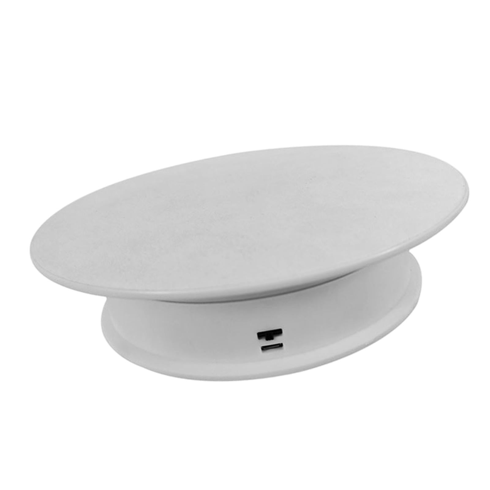 8 Rotating Display Stand USB Powered Turntable 2 Speed Toy Model Display White Suede"