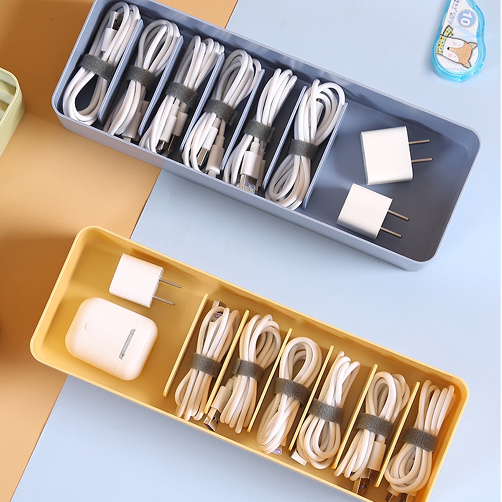 Plastic Cable Storage Boxs Organizer Dustproof Cover for Office Room Home Blue
