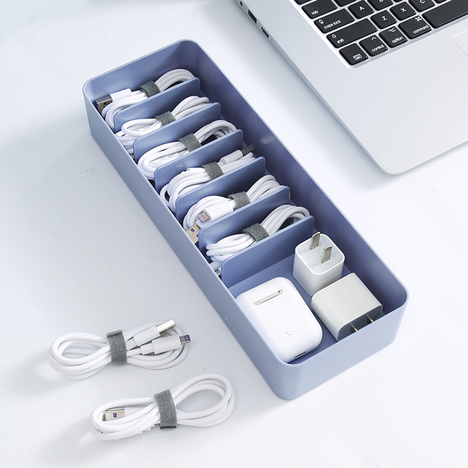 Plastic Cable Storage Boxs Organizer Dustproof Cover for Office Room Home Blue