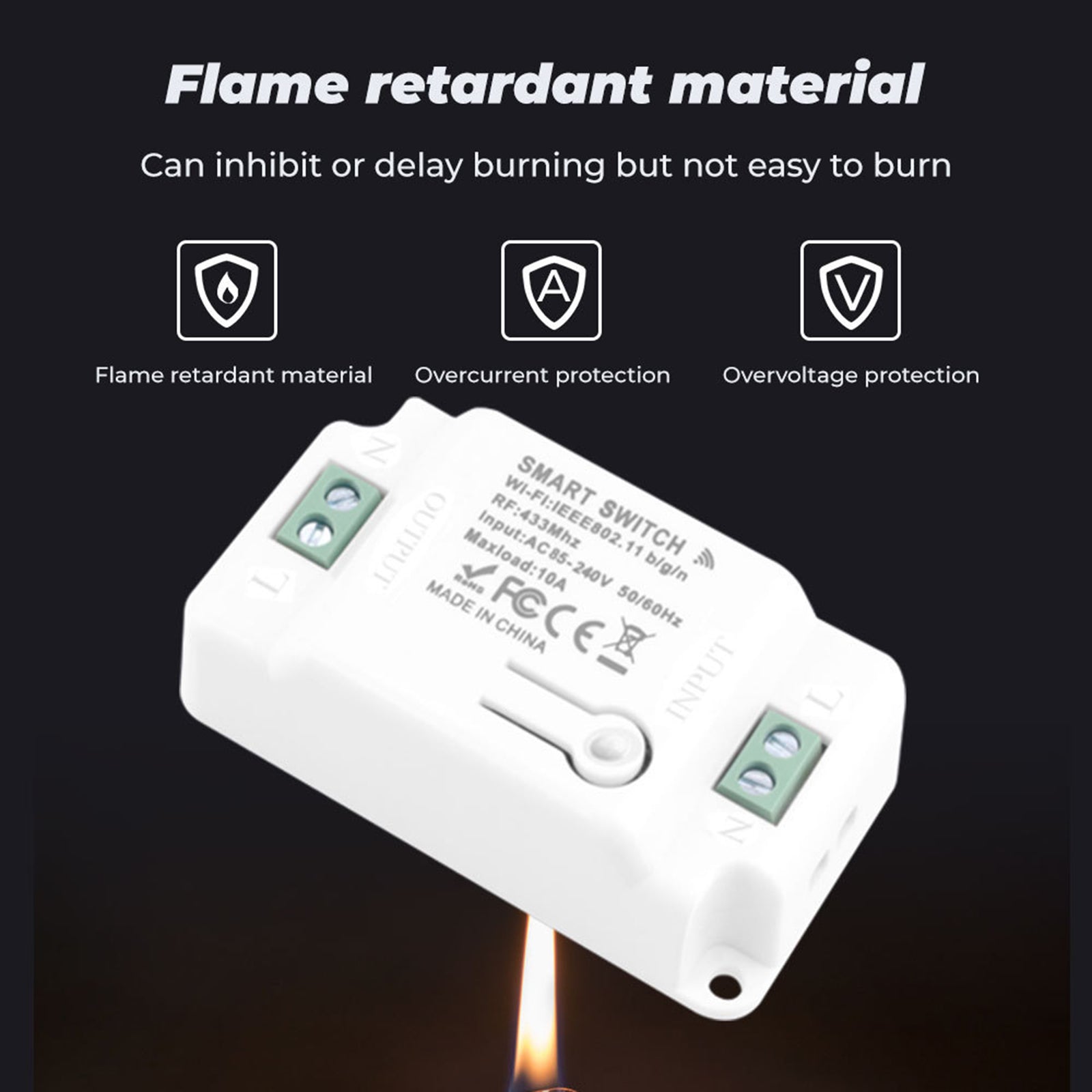433MHz Wireless Touch Switch 4 Modes Scratch-Resistant for Home Wall Porch 3 Switch Points 3 Controllers White