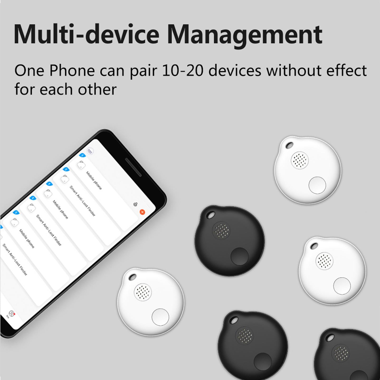 Bluetooth Tracker Anti-Lost Alarm Round Mini for Keys Wallets Luggages Kid Black