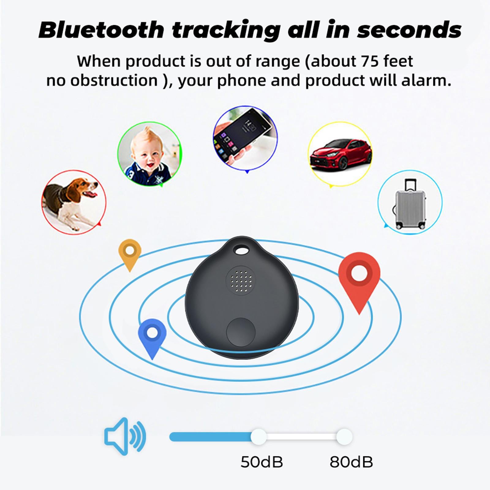 Bluetooth Tracker Anti-Lost Alarm Round Mini for Keys Wallets Luggages Kid Blue