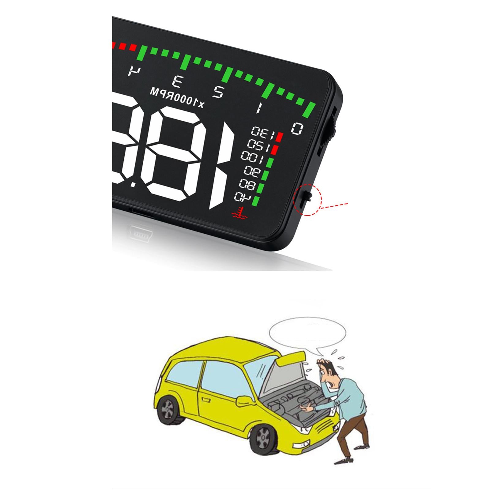 3.5inch HUD Head up Projector Display A900 OBD2 Digital Speedometers Display