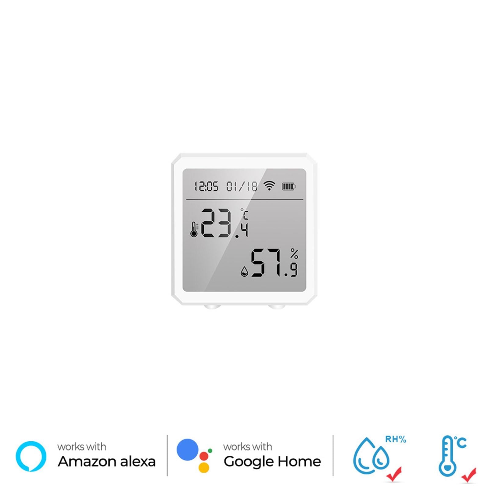 WiFi Temp and Humidity Meter Temperature Monitor for Tuya Home Office White