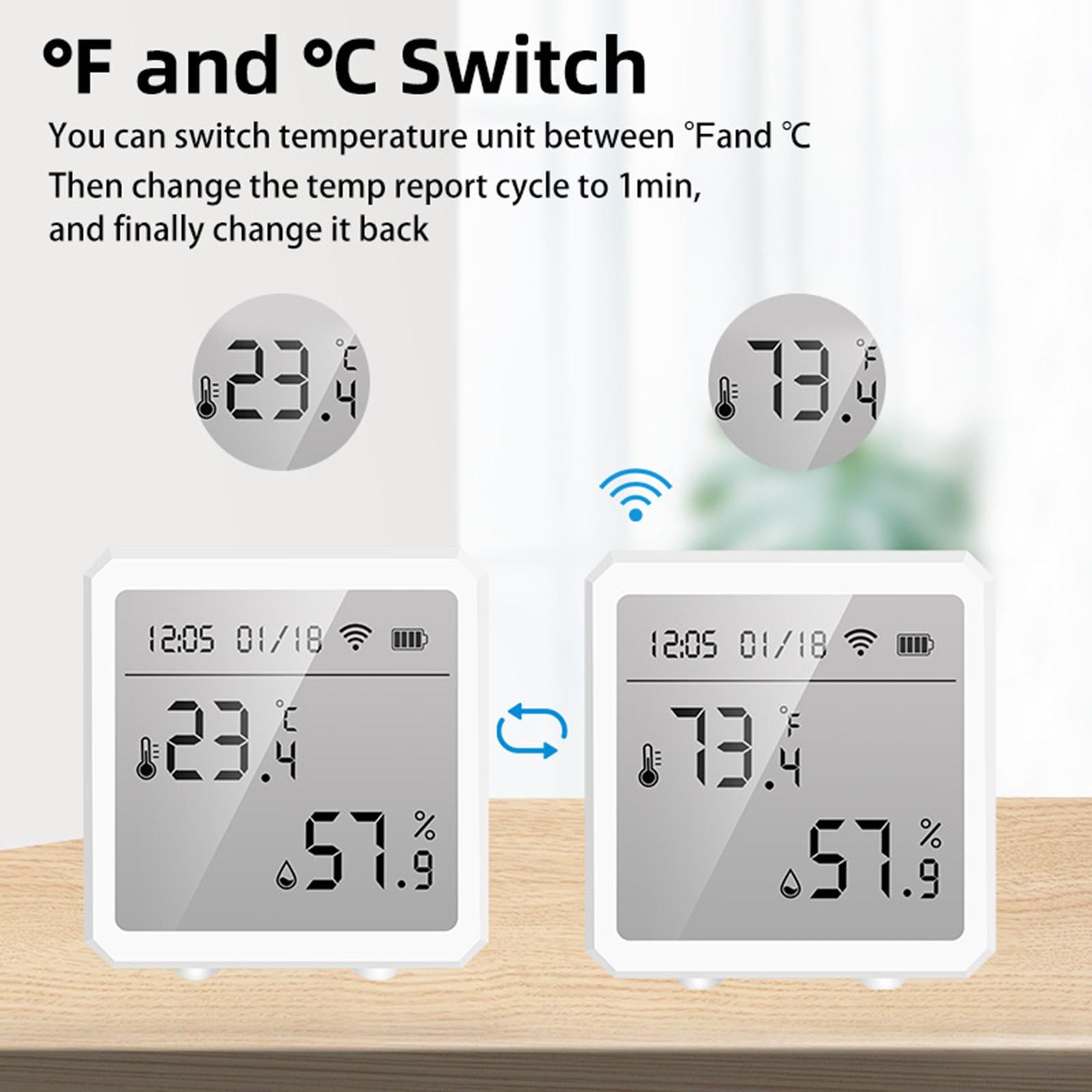 WiFi Temp and Humidity Meter Temperature Monitor for Tuya Home Office White