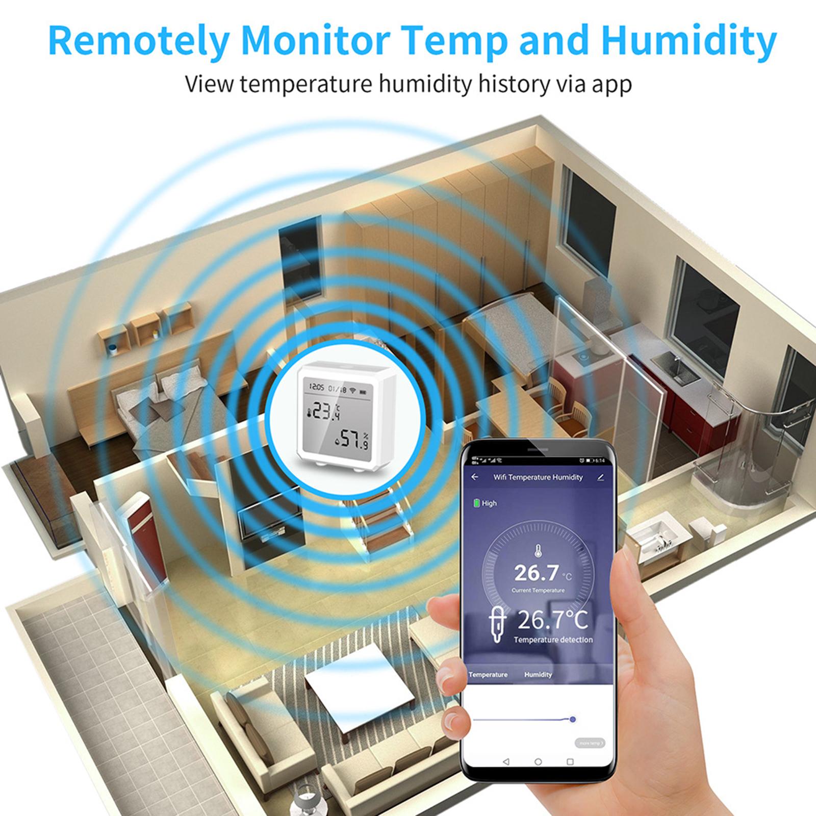 WiFi Temp and Humidity Meter Temperature Monitor for Tuya Home Office White