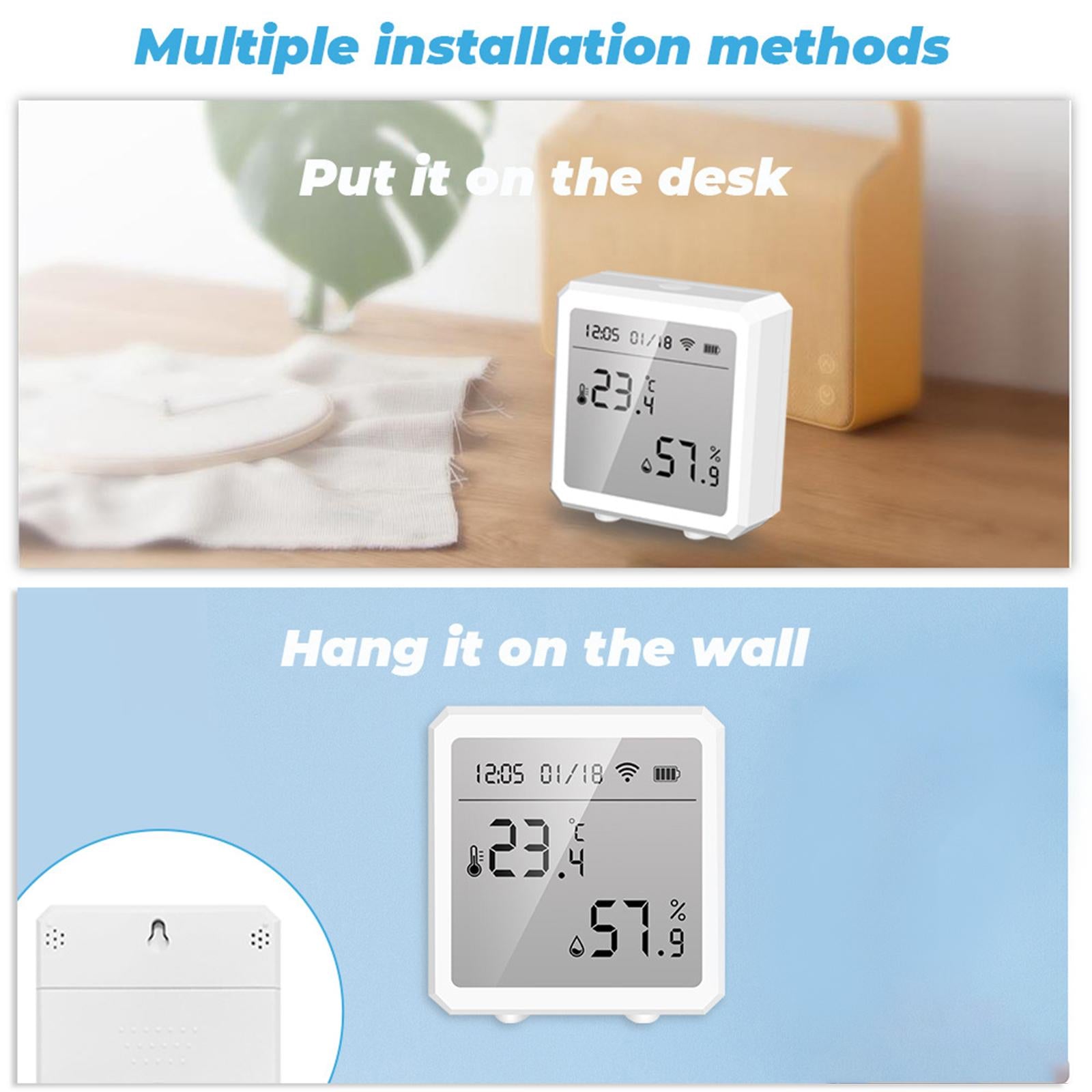WiFi Temp and Humidity Meter Temperature Monitor for Tuya Home Office Black