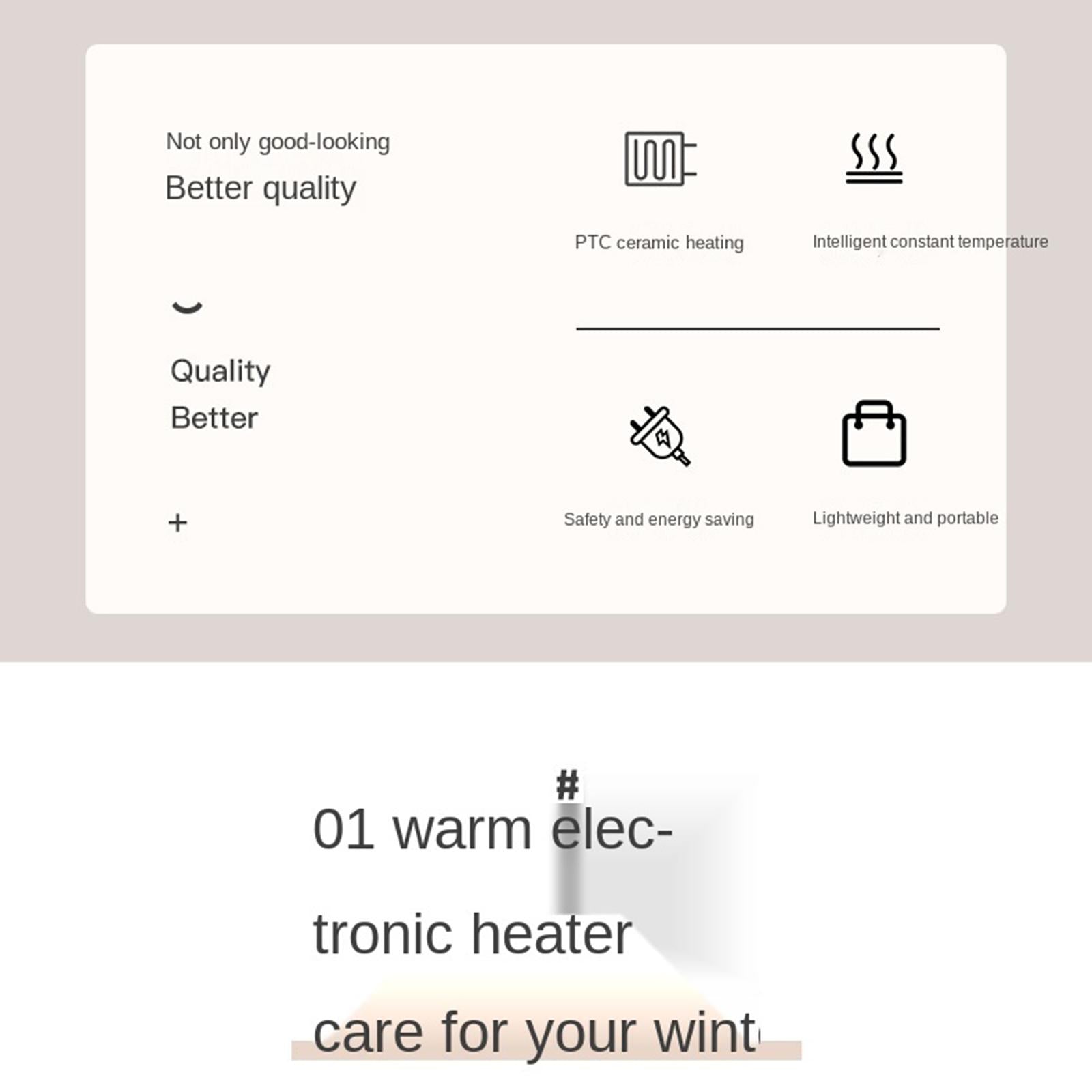 Electric Heater 800W 2 Modes Overheat Protection Heating Fan Thermostat
