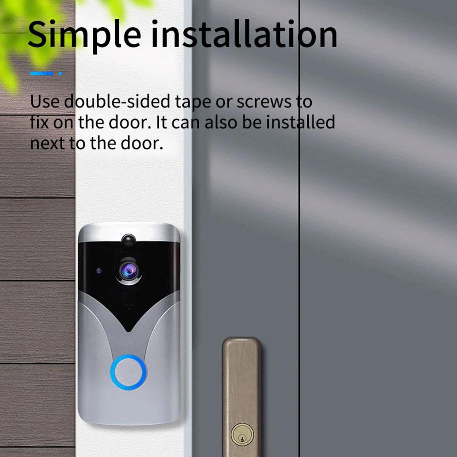 Smart Wireless Video Doorbell multifunction WiFi Anti Theft for home silver