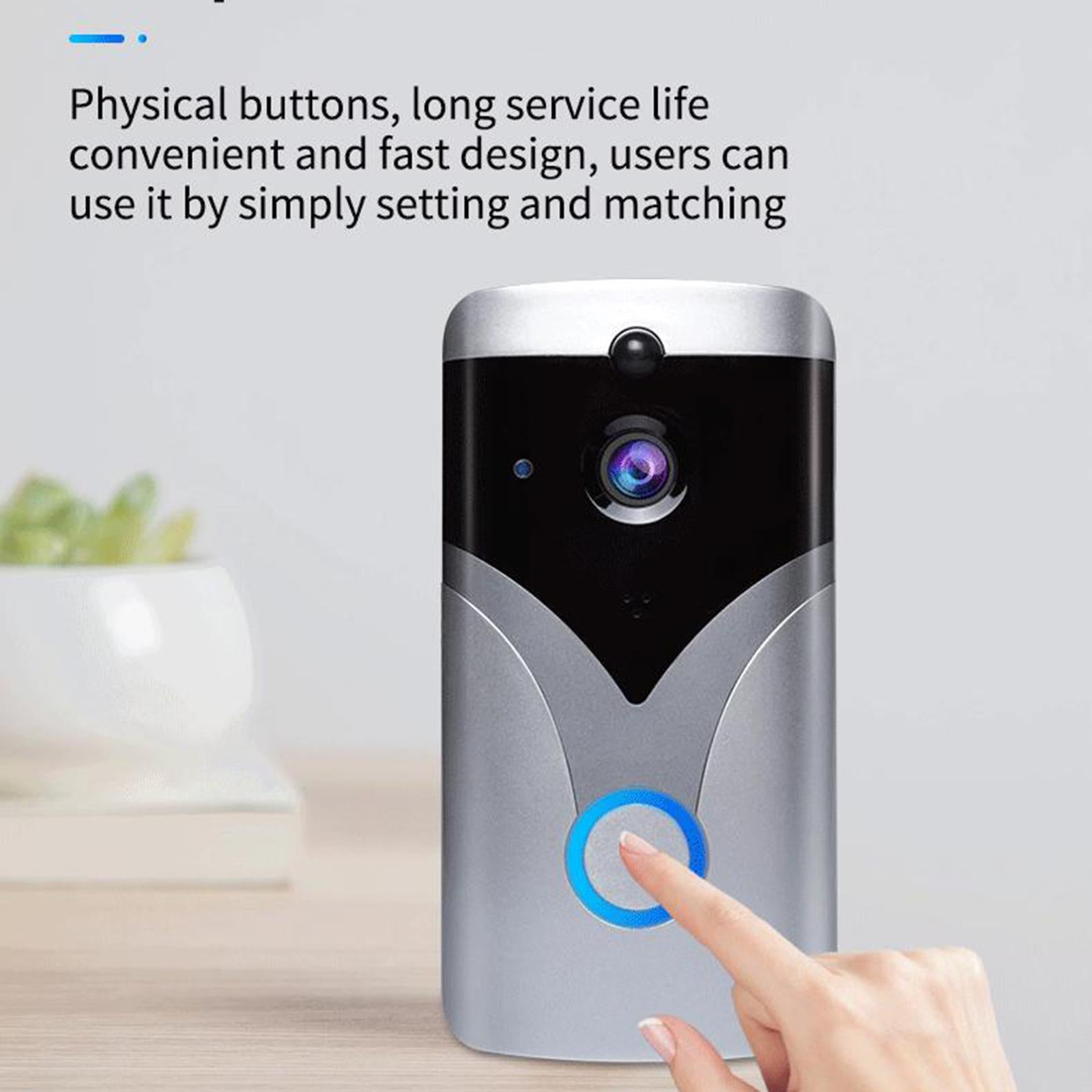 Smart Wireless Video Doorbell multifunction WiFi Anti Theft for home silver