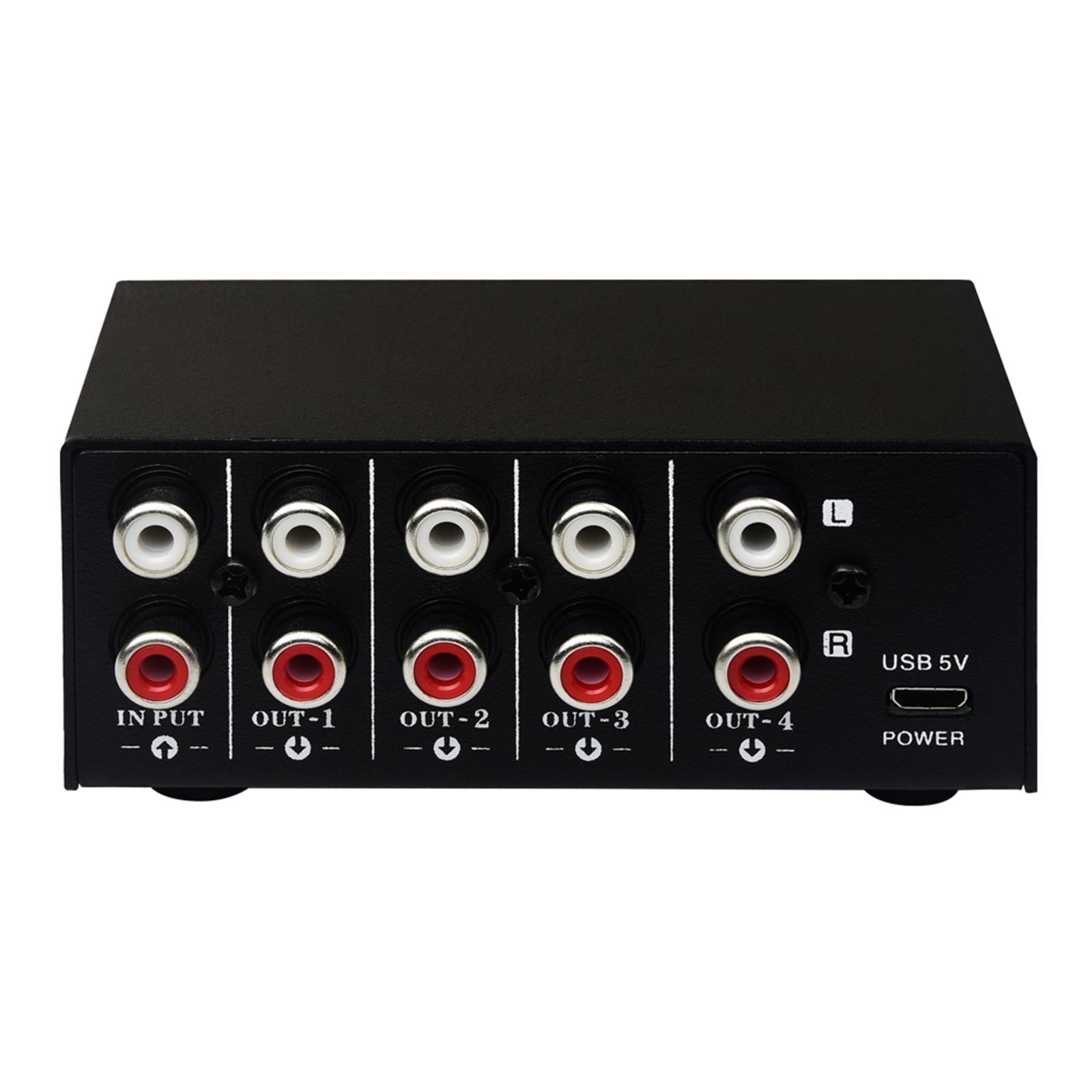 1 in 4 Out RCA Stereo Audio Switch with Volume Controller Composite Selector