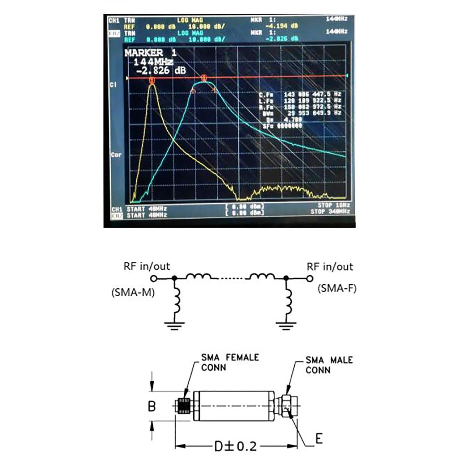 1 Piece Bandpass Filter 144MHz Super-Small Size 2M Bandwidth RFID Band Pass
