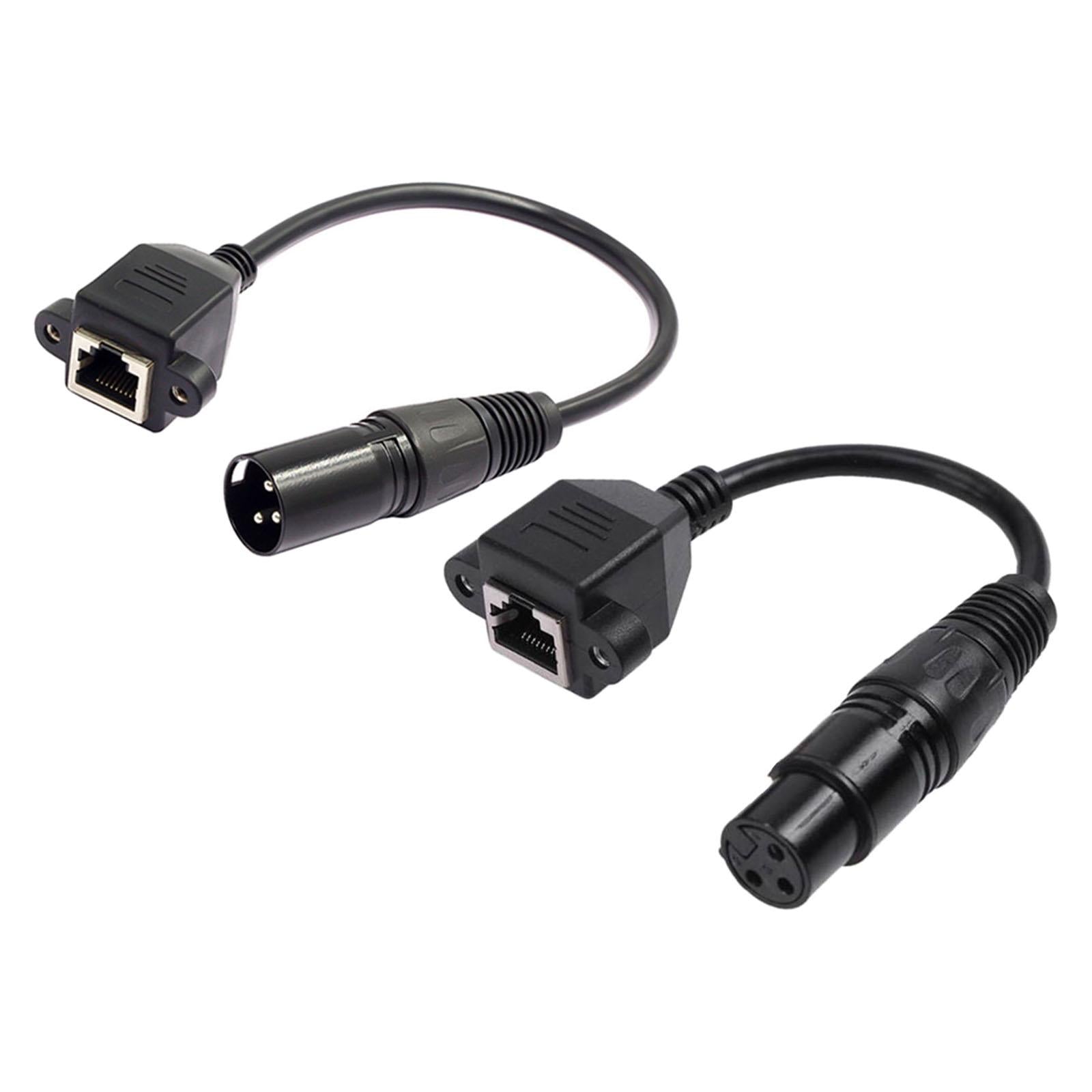 1 Pair 3 Pin XLR to RJ 45 Male Female Adapter Cables for DMX CON Controller