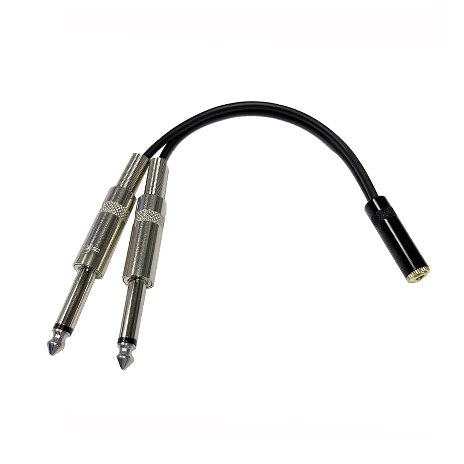 20cm 3.5mm 1/8 Female to 2 x 6.35mm 1/4" Male Cable for Phones Amplifiers"