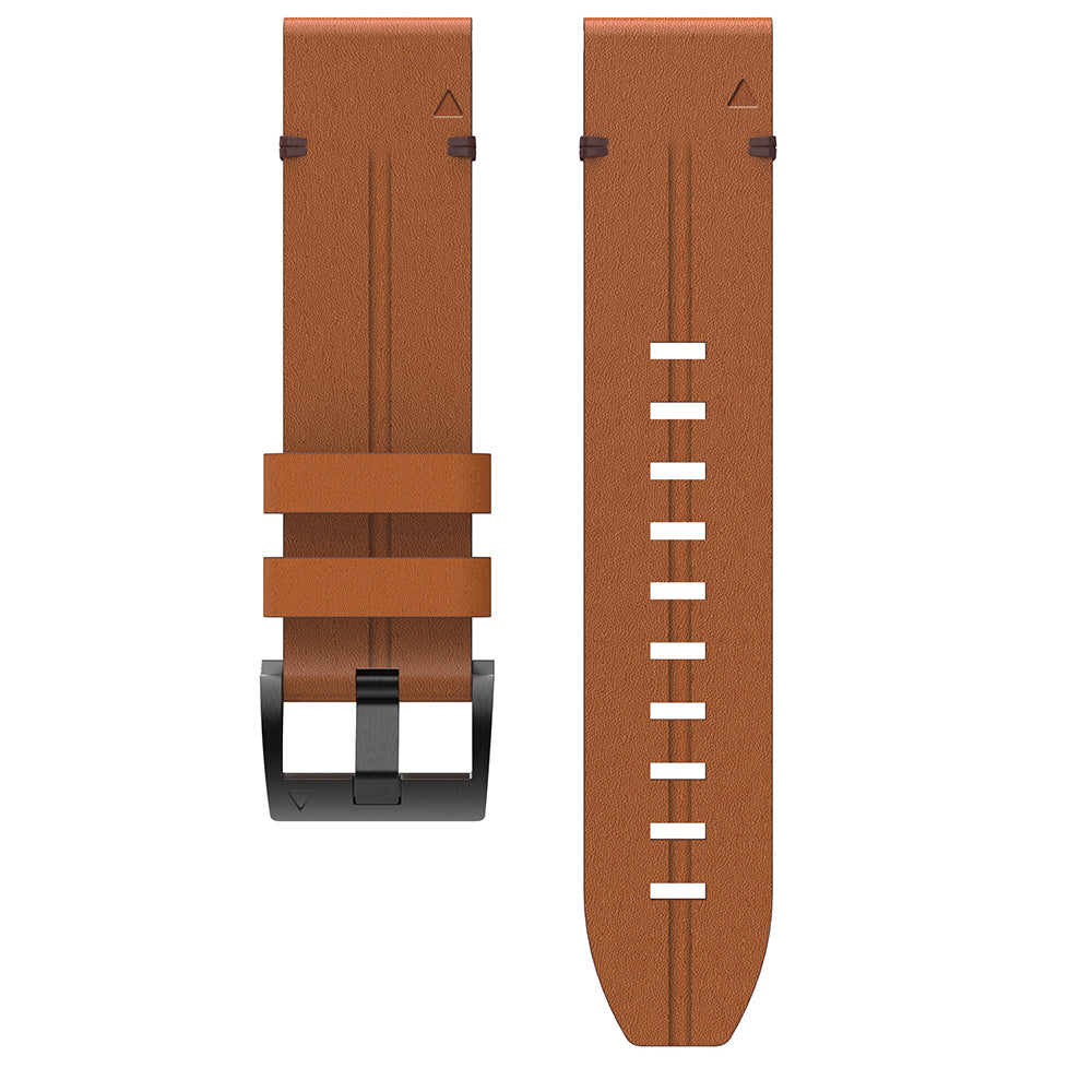 For Garmin Fenix 6 / Amazfit Falcon Leather Smart Watch Band Pin Buckle Wrist Strap Replacement - Brown