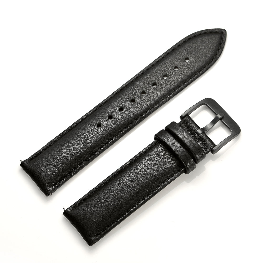 For Samsung Galaxy Watch4 Classic 46mm 42mm/Galaxy Watch4 44mm 40mm/Gear Sport (S4) 20mm Cowhide Leather Watch Band - Black