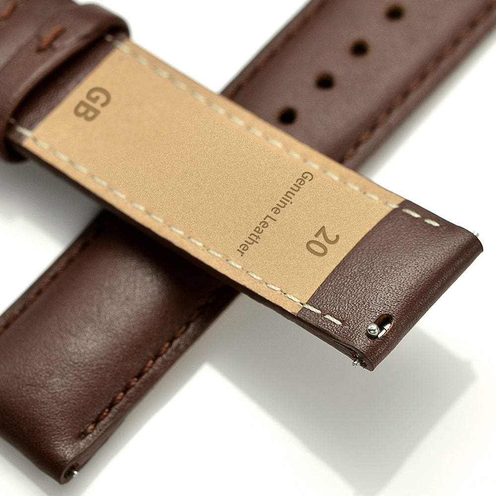 For Samsung Galaxy Watch4 Classic 46mm 42mm/Galaxy Watch4 44mm 40mm/Gear Sport (S4) 20mm Cowhide Leather Watch Band - Brown