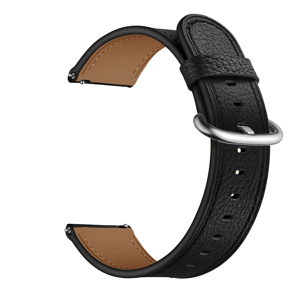 22mm Genuine Leather Watch Strap Smart Watch Band Watchband for Samsung Gear S3 Classic / S3 Frontier - Black