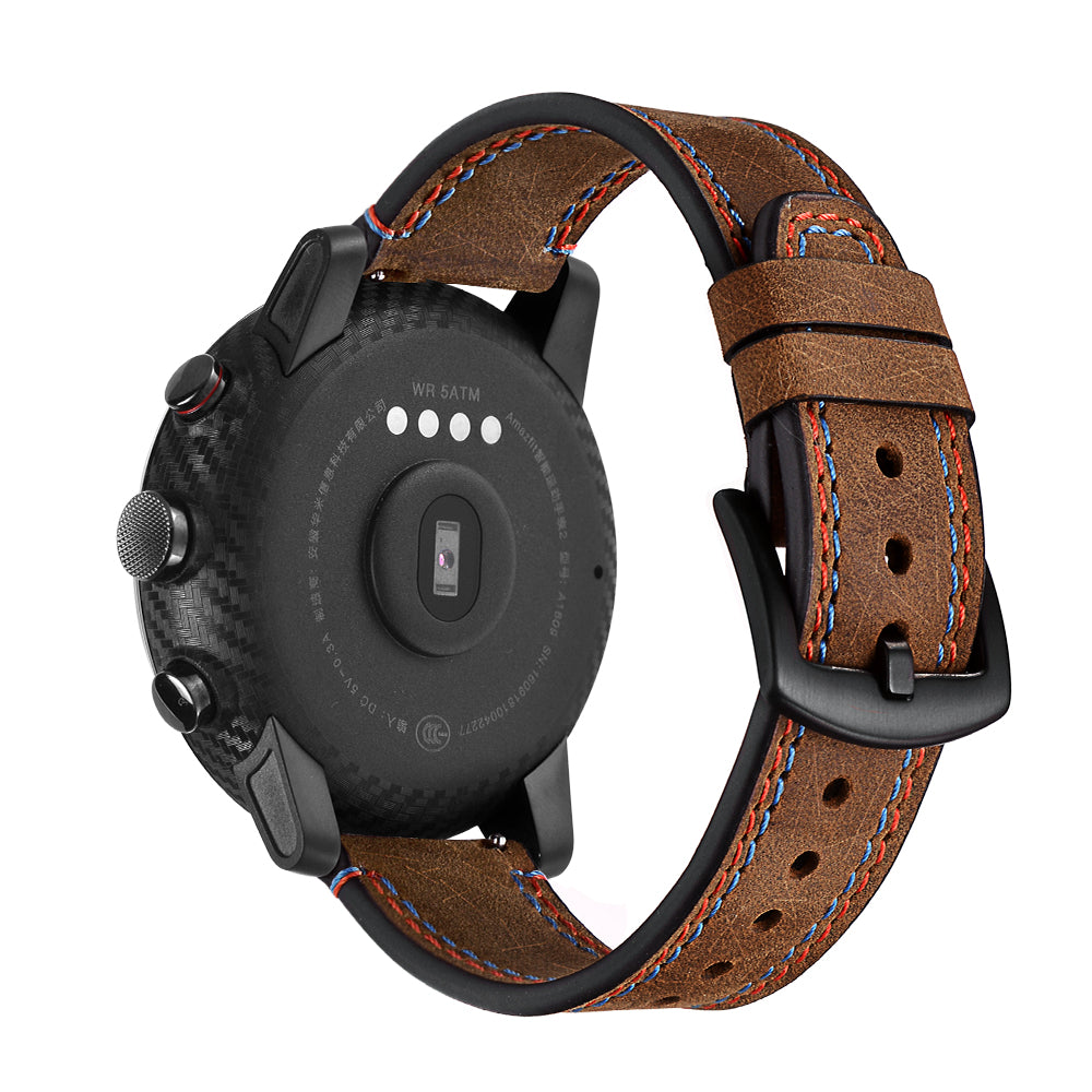22mm Top Layer Cowhide Leather Watch Strap for Huami Amazfit Smartwatch 1st / 2nd