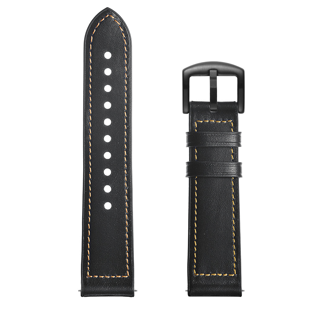 20mm Genuine Leather Coated Silicone Smart Watch Band for Garmin Vivoactive 3/Vivomove HR - Black