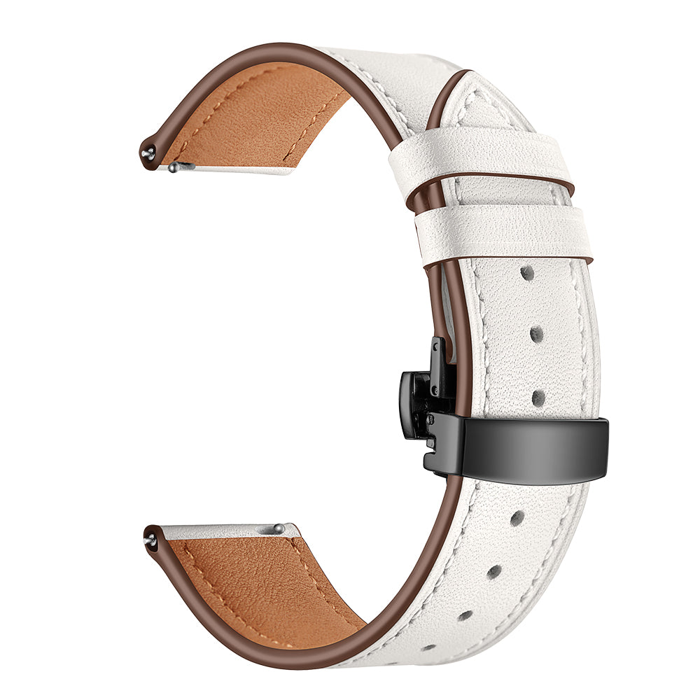 20mm Top-layer Cowhide Leather Genuine Leather Watch Strap Replacement for Garmin Vivoactive 3 / Vivomove HR - Black+White