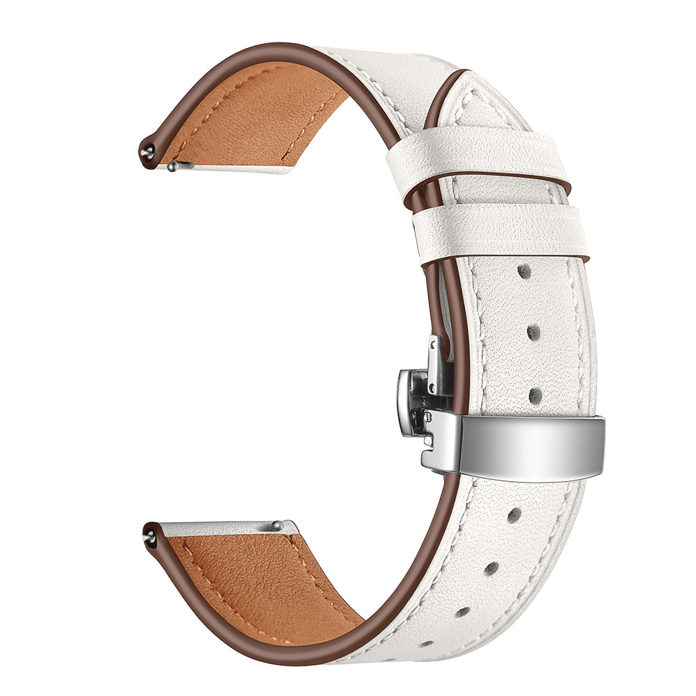 20mm Top-layer Cowhide Leather Genuine Leather Watch Strap Replacement for Garmin Vivoactive 3 / Vivomove HR - Silver+White