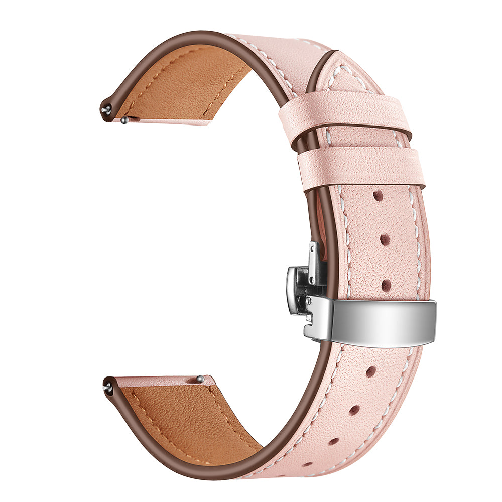 20mm Top-layer Cowhide Leather Genuine Leather Watch Strap Replacement for Garmin Vivoactive 3 / Vivomove HR - Silver+Pink