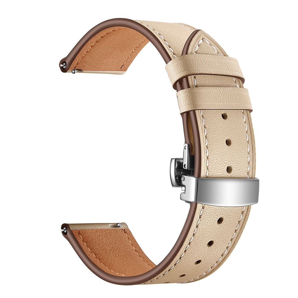 20mm Top-layer Cowhide Leather Genuine Leather Watch Strap Replacement for Garmin Vivoactive 3 / Vivomove HR - Silver+Apricot