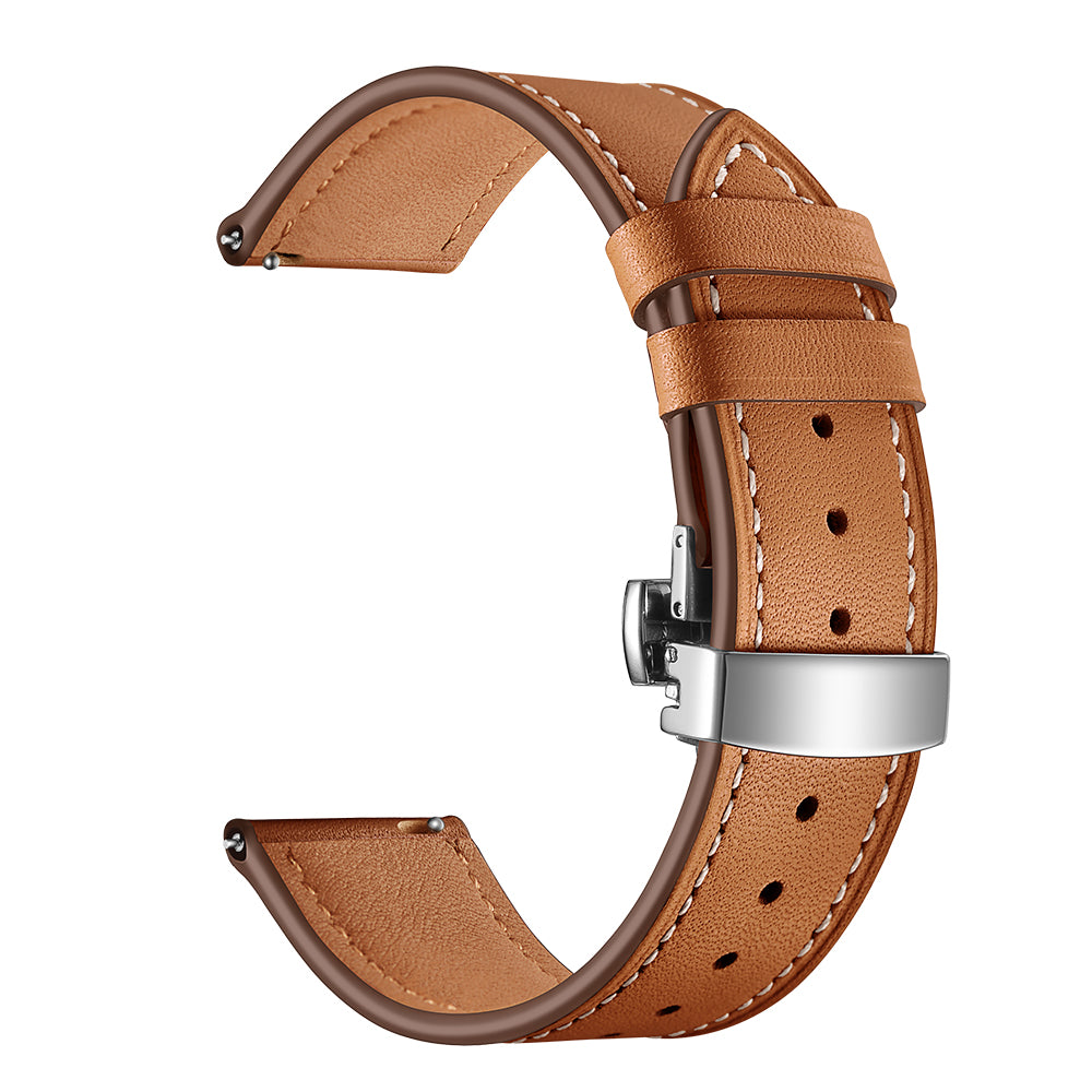 20mm Top-layer Cowhide Leather Genuine Leather Watch Strap Replacement for Garmin Vivoactive 3 / Vivomove HR - Silver+Brown