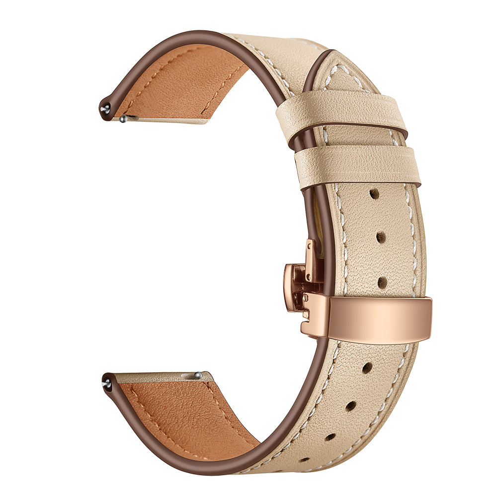 20mm Top-layer Cowhide Leather Genuine Leather Watch Strap Replacement for Garmin Vivoactive 3 / Vivomove HR - Rose Gold+Apricot
