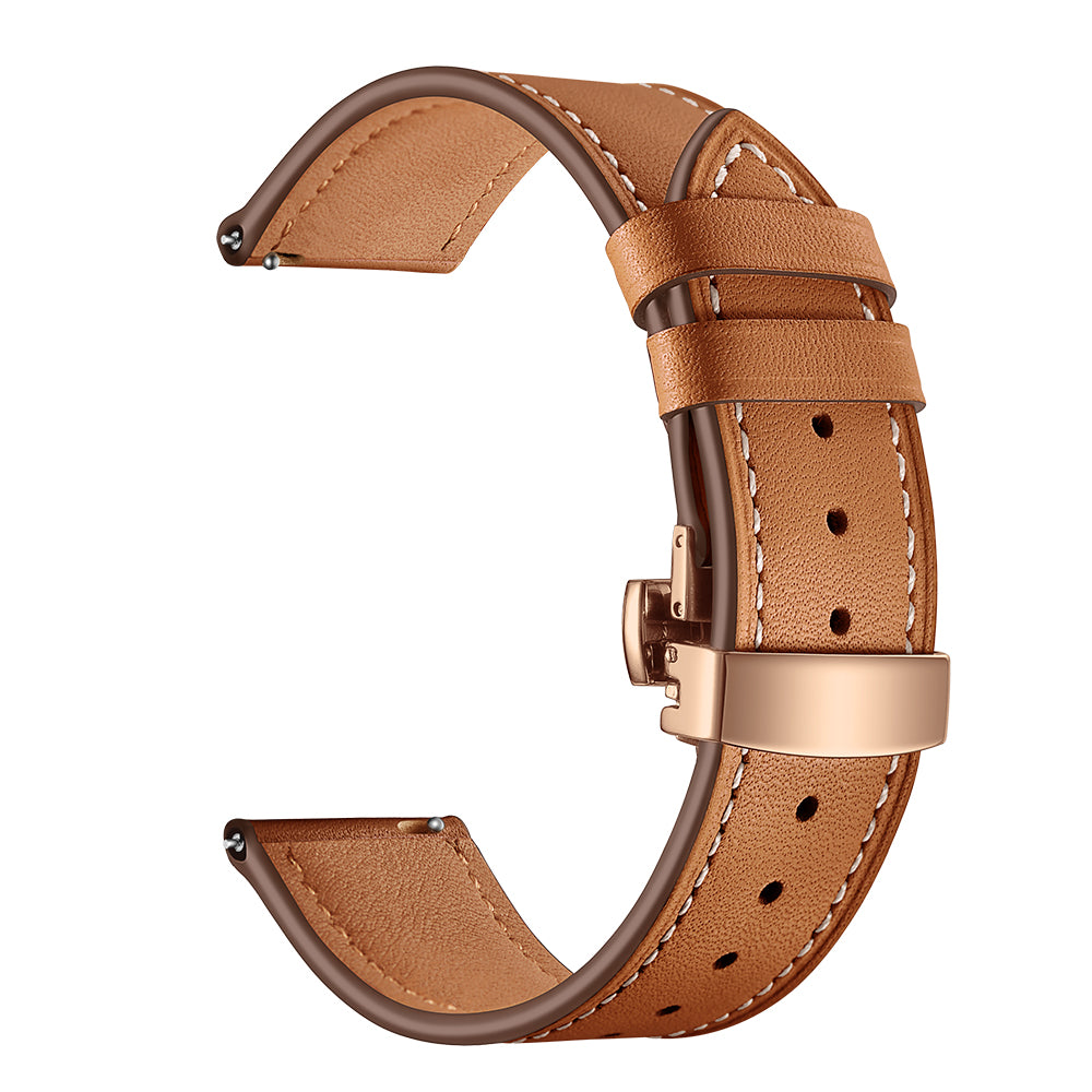 20mm Top-layer Cowhide Leather Genuine Leather Watch Strap Replacement for Garmin Vivoactive 3 / Vivomove HR - Rose Gold+Brown