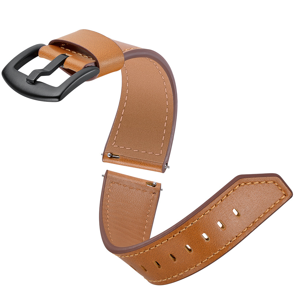 For Samsung Gear S3 Classic/S3 Frontier Genuine Leather Watch Strap Replacement Band 22mm - Brown