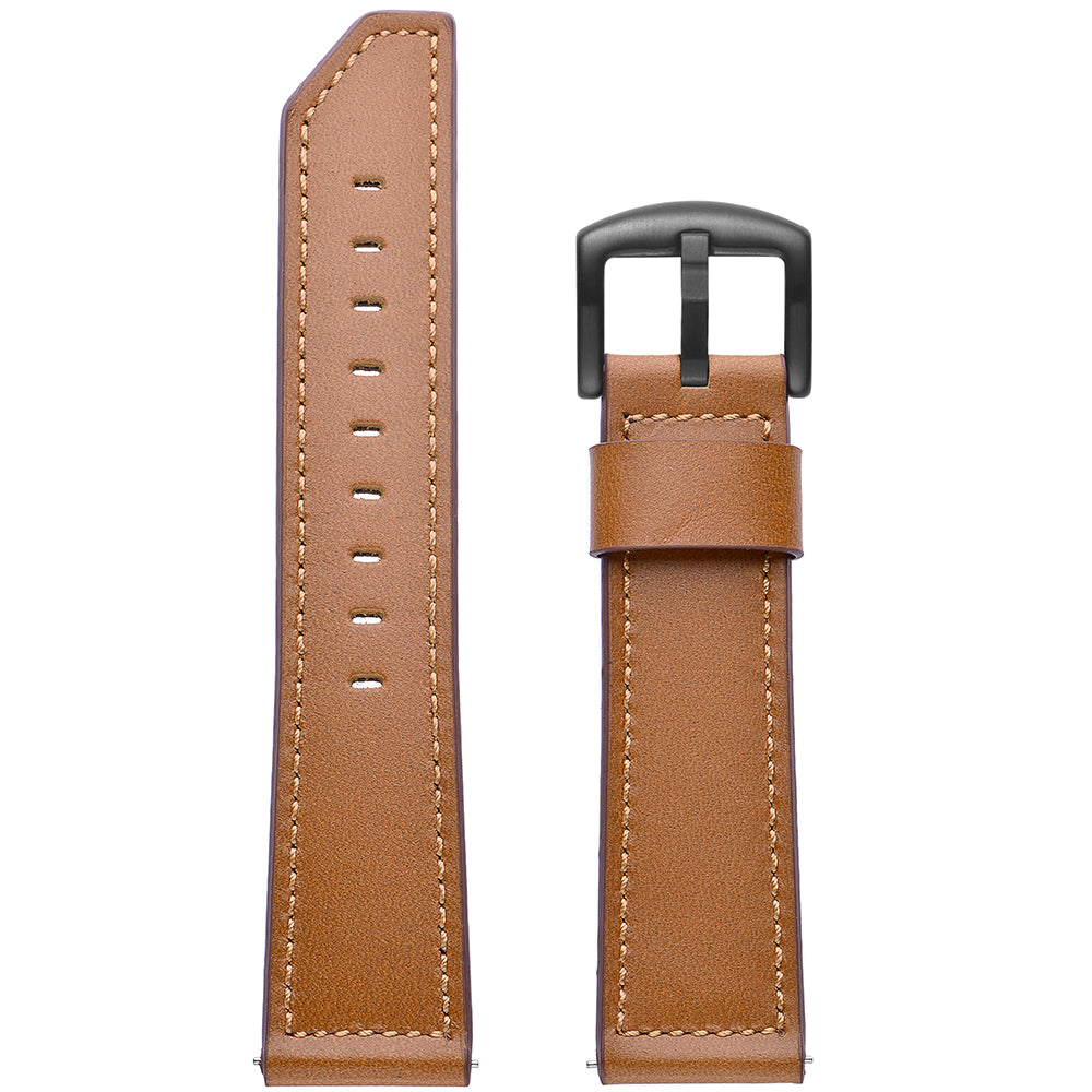For Samsung Gear S3 Classic/S3 Frontier 22mm Knife Tail Genuine Leather Watch Strap Replacement Band - Brown