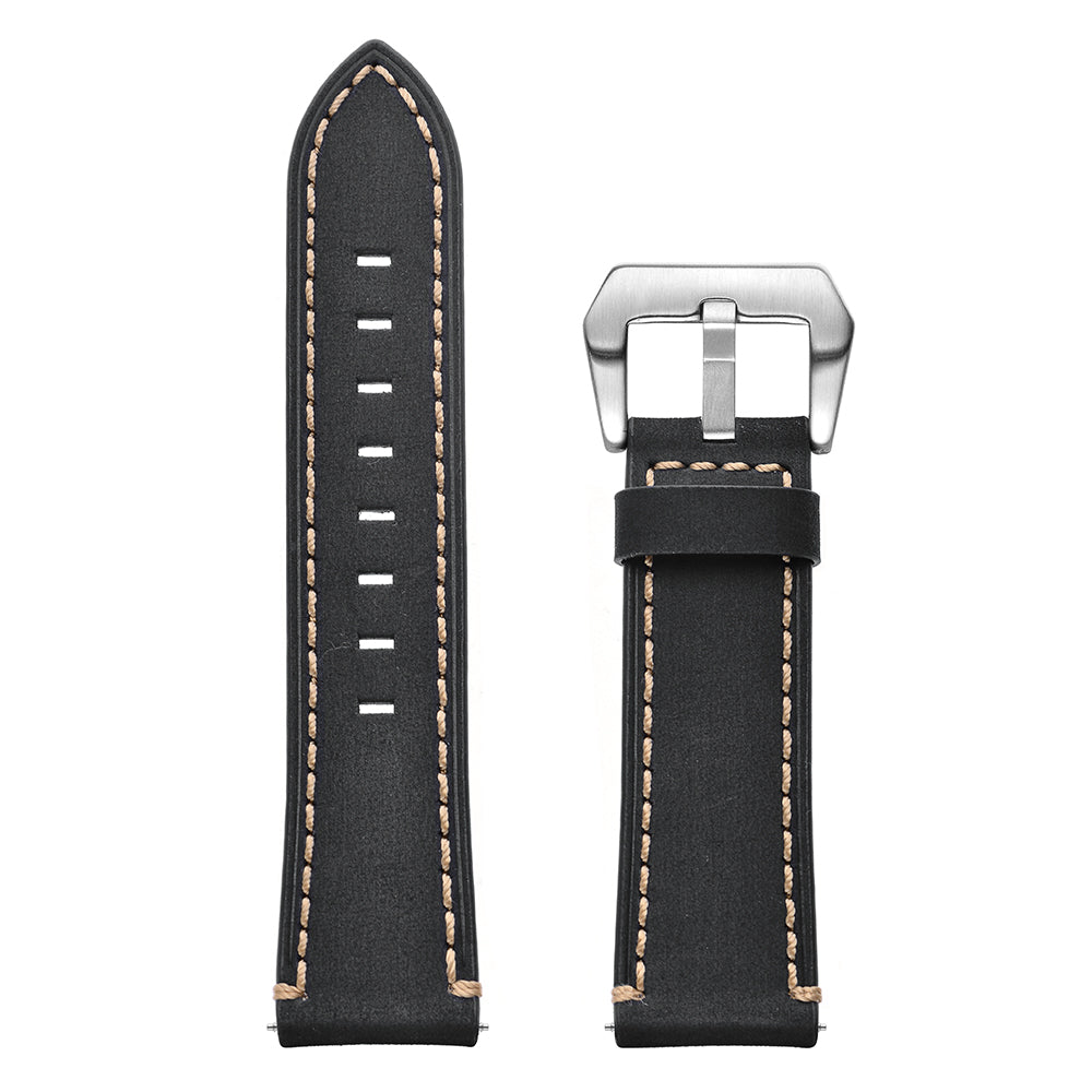 22mm Genuine Leather Watch Strap for Samsung Gear S3 Classic / S3 Frontier - Black