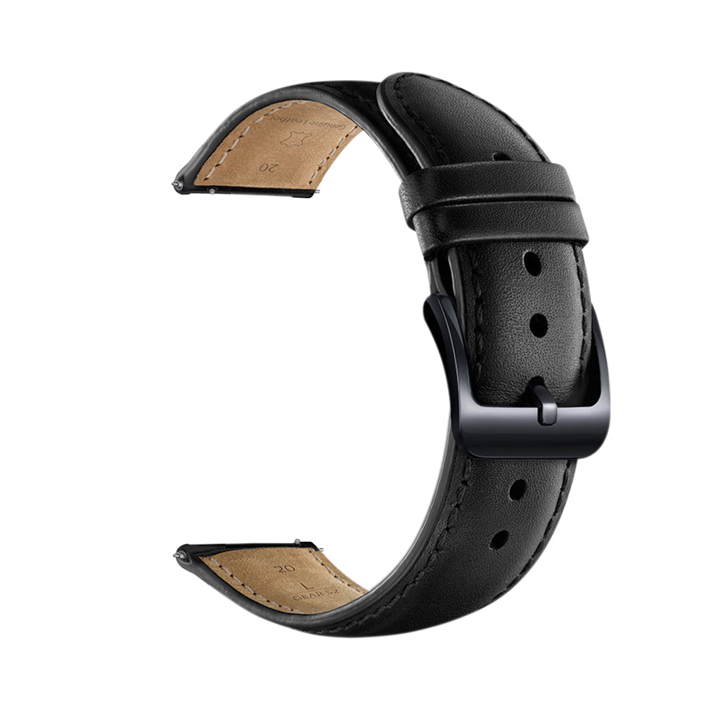 20mm Premium Genuine Leather Smart Watch Strap Replacement for Huawei Watch 2 - Black