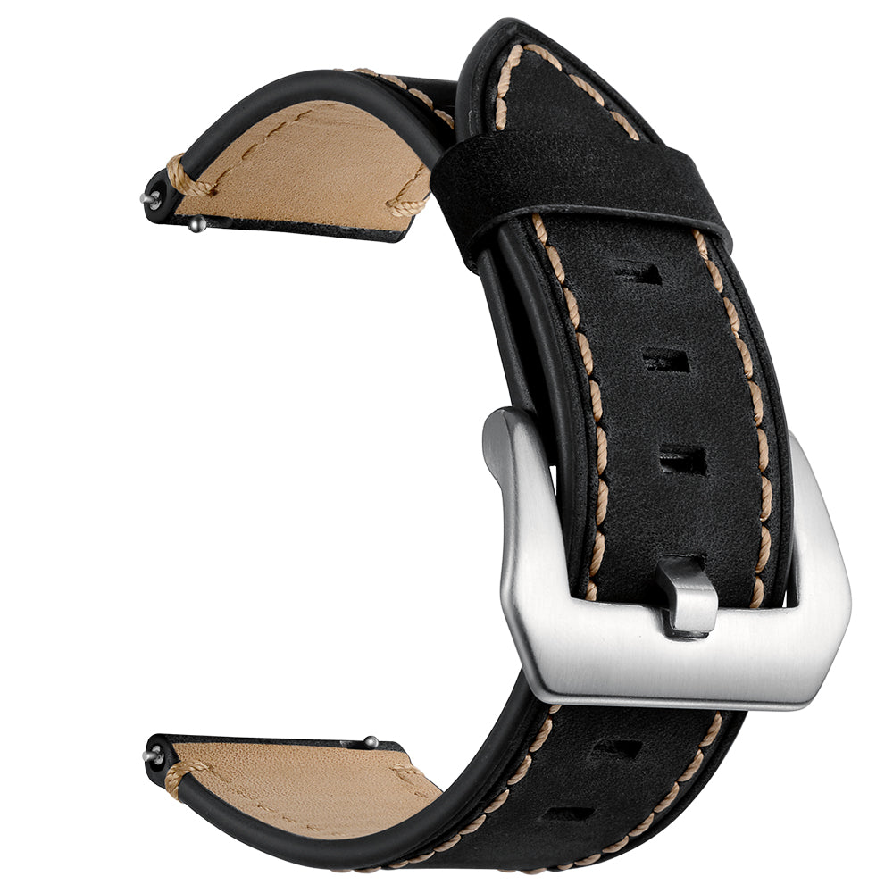 22mm Genuine Leather Watch Strap Smart Watch Band for Huawei Watch GT / Watch 2 / Watch Magic - Black