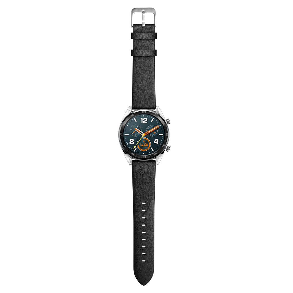22mm Genuine Leather Watch Strap Smart Watch Band for Huawei Watch GT / Watch Magic / Watch 2 - Black
