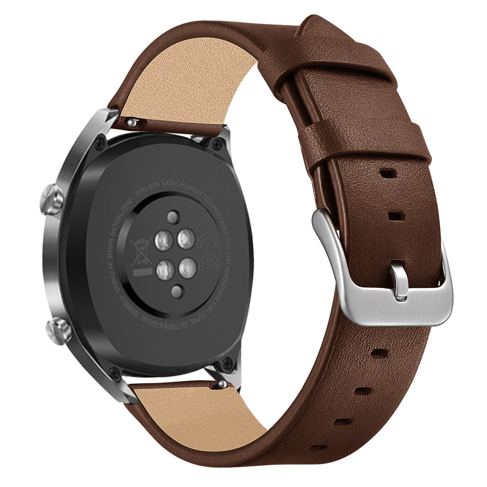 22mm Genuine Leather Watch Strap Smart Watch Band for Huawei Watch GT / Watch Magic / Watch 2 - Brown