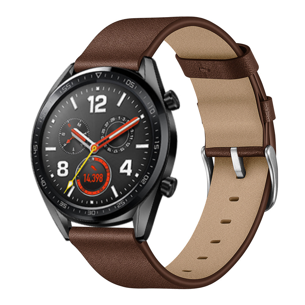 22mm Genuine Leather Watch Strap Smart Watch Band for Huawei Watch GT / Watch Magic / Watch 2 - Brown