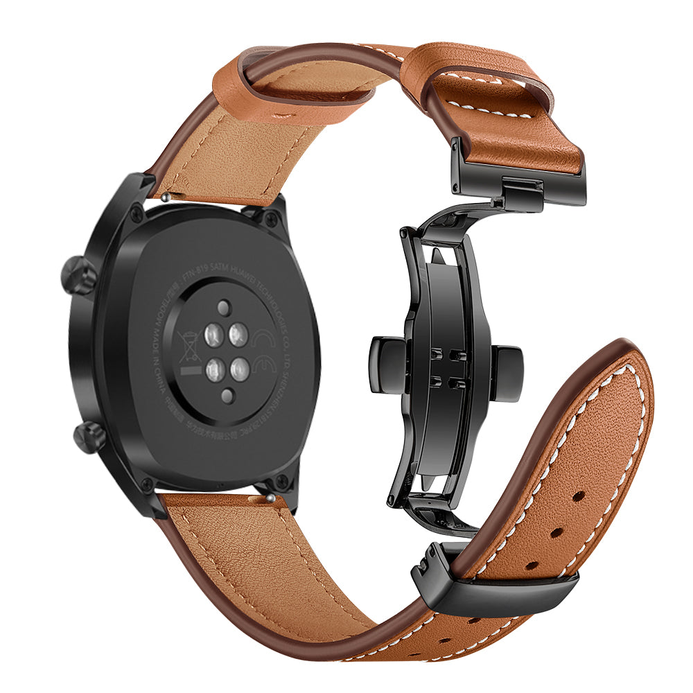 22mm Genuine Leather Watch Strap Replacement for Huawei Watch GT1 / 2 / Watch Magic - Brown+Black