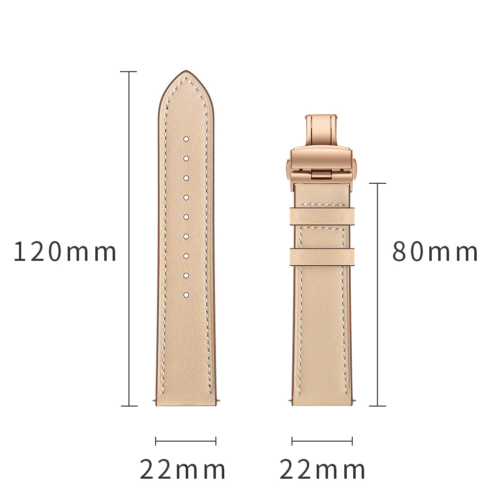 22mm Genuine Leather Watch Strap Replacement for Huawei Watch GT1 / 2 / Watch Magic - Apricot+Rose Gold