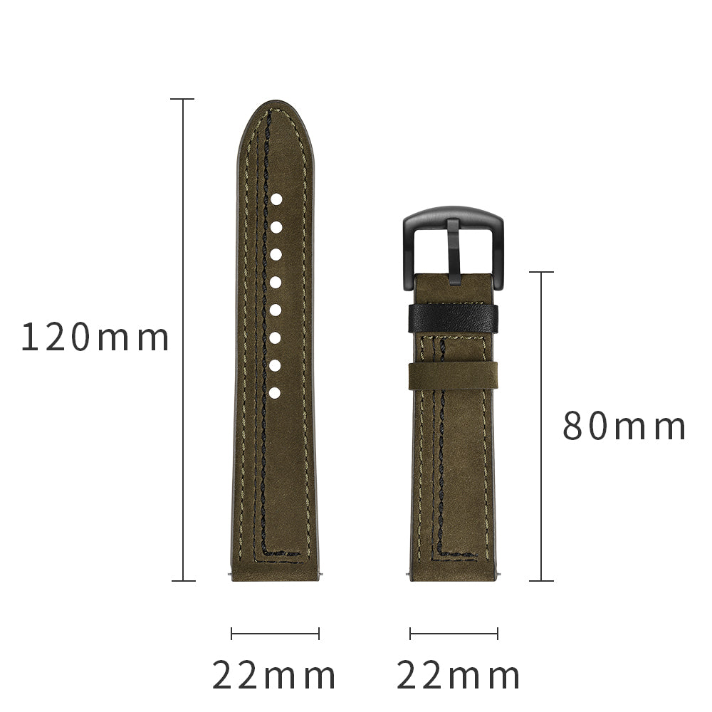 22mm Genuine Leather Smart Watch Strap Replacement with Stitching Decor for Huawei Watch GT1 / 2 / Watch Magic - Green
