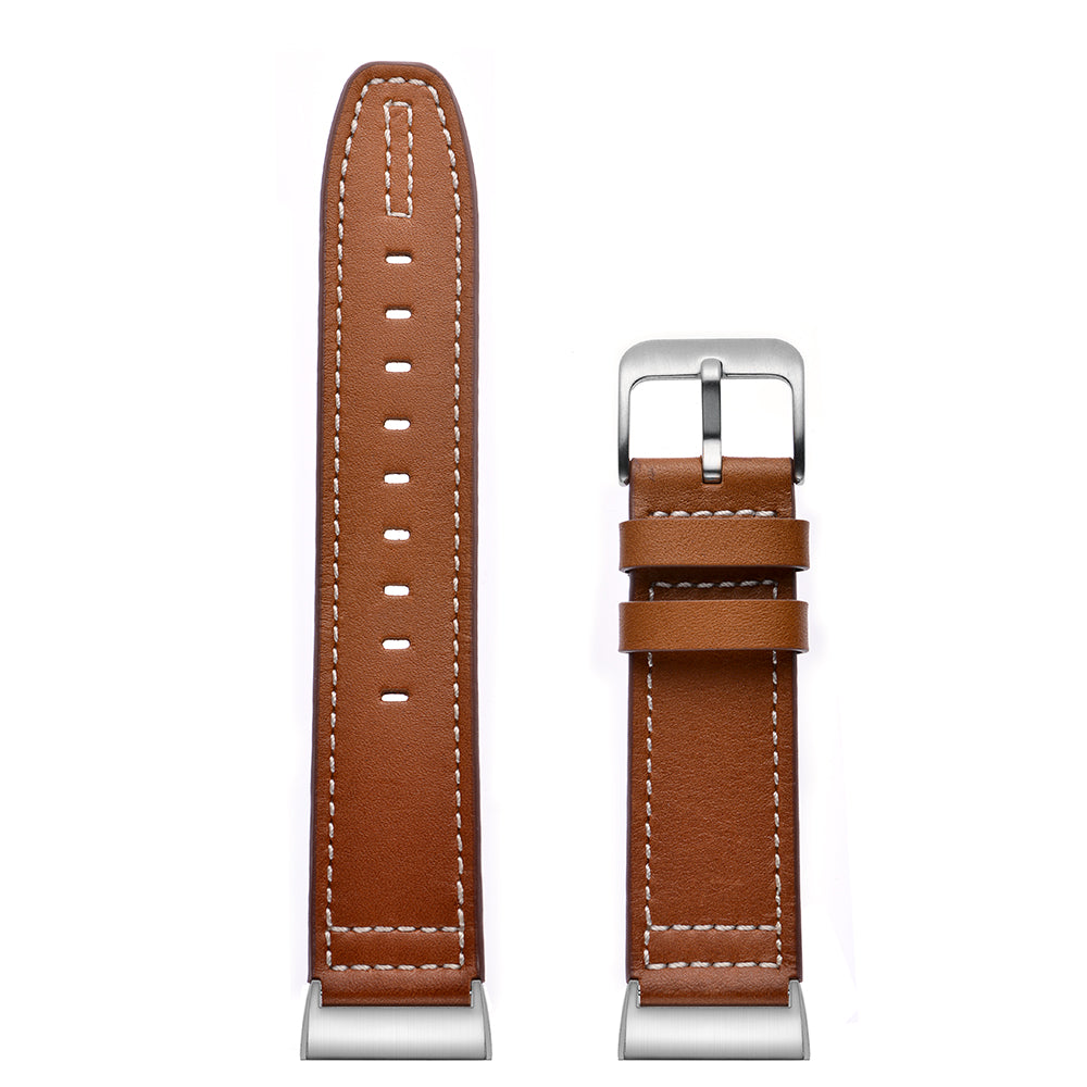 Genuine Leather Coated Smart Watch Band Strap for Fitbit Charge 4 / 3 - Brown
