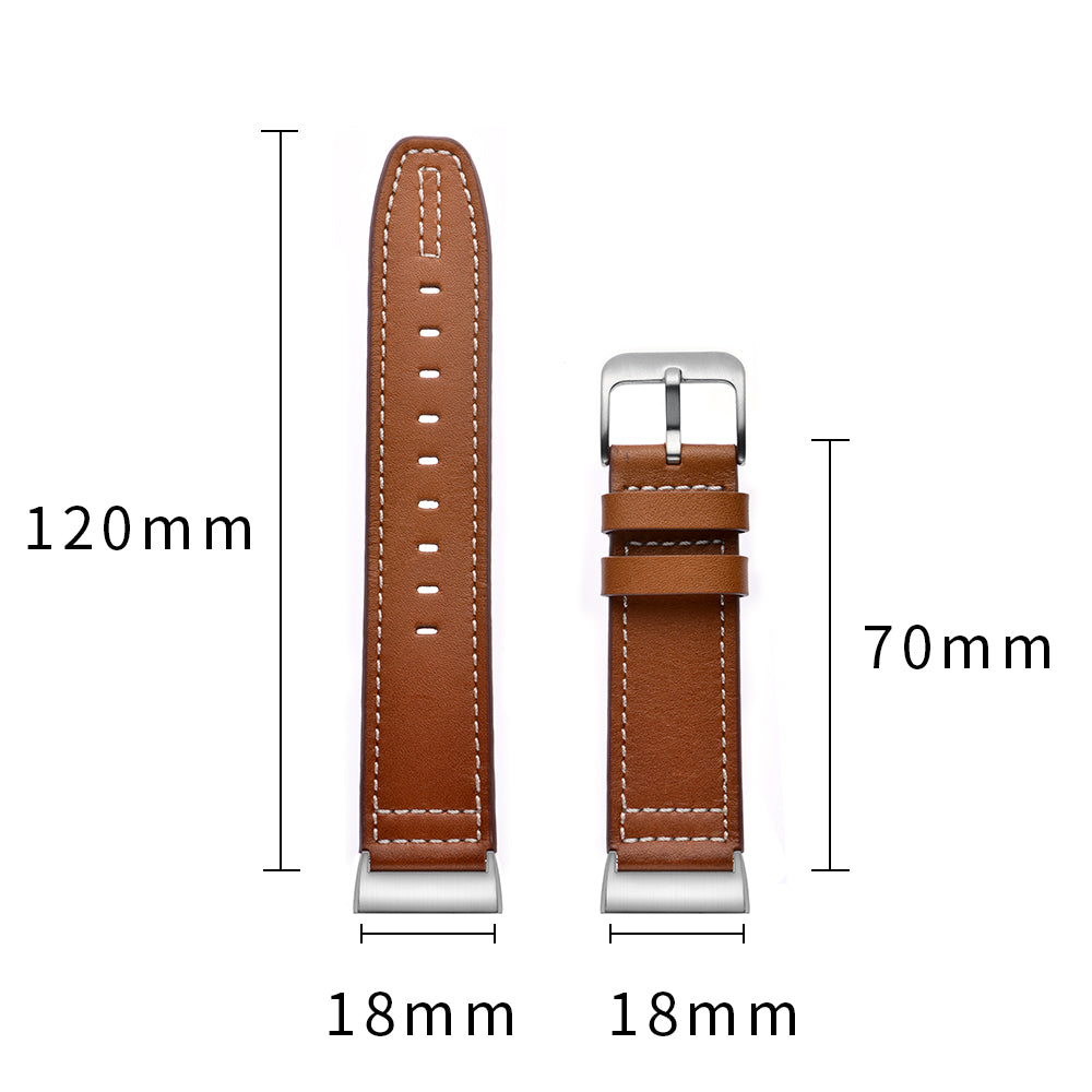 Genuine Leather Coated Smart Watch Band Strap for Fitbit Charge 4 / 3 - Brown