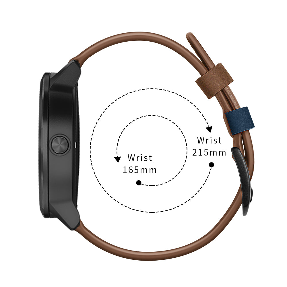 20mm Stitching Design Genuine Leather Wrist Band Strap Replacement for Garmin Vivoactive3 / VivomoveHR - Brown