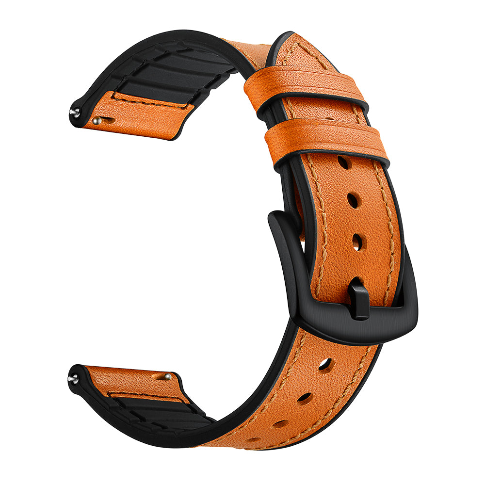 22mm Genuine Leather Coated Silicone 22mm Watch Strap for Huawei Watch GT 2/1 / Honor Magic - Light Brown