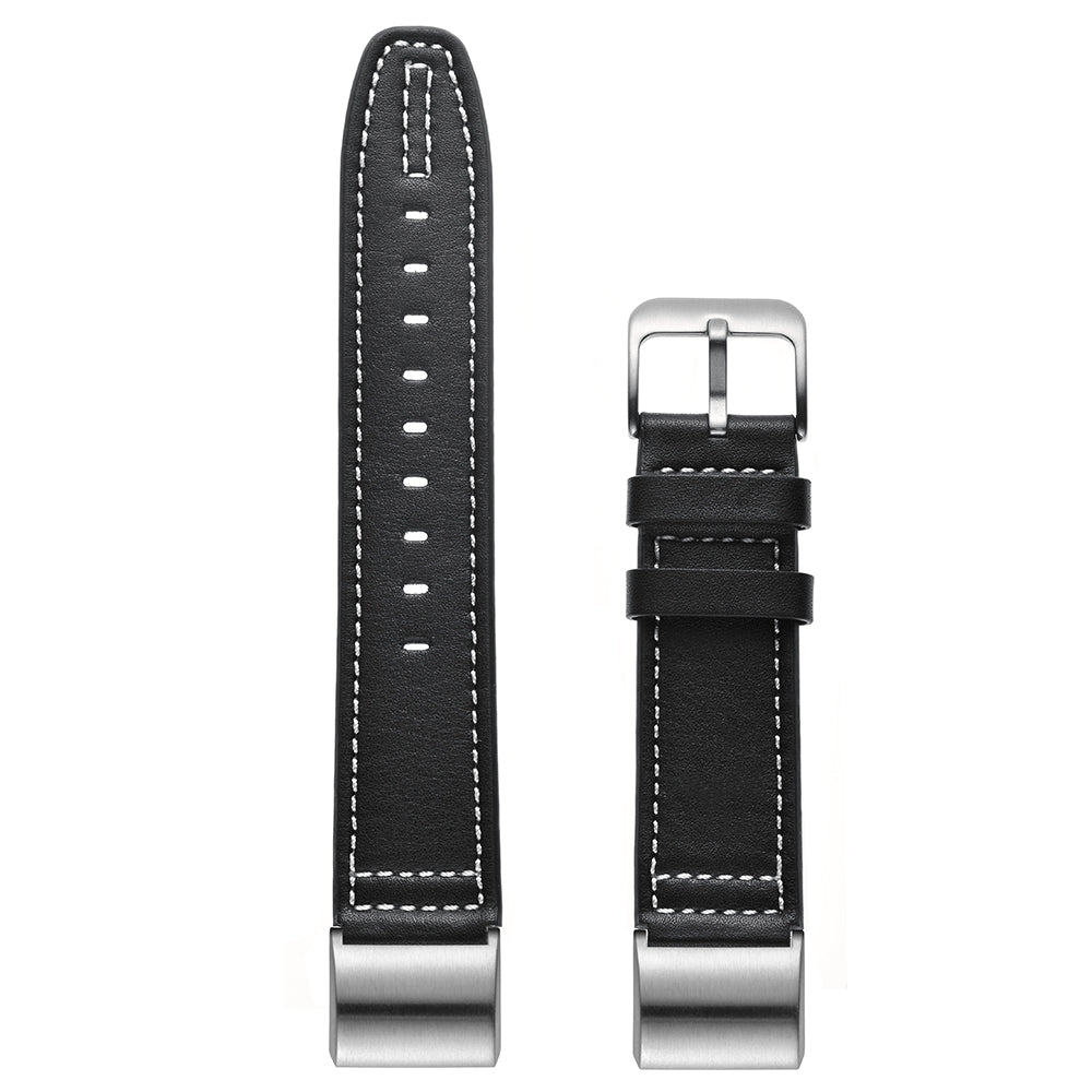 Genuine Leather Coated Watch Band for Fitbit Charge 2 - Black